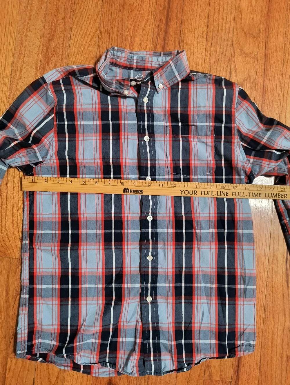 🔥 Bundle 2 For $7🔥 Wonder Nation Plaid Shirt, Boys XXL Youth 18,Orange/Blue